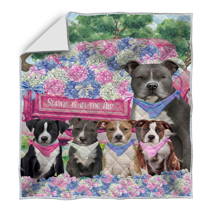 American Staffordshire Terrier Bedding Quilt, Bedspread Coverlet Quilted, Explore a Variety of Designs, Custom, Personalized, Pet Gift for Dog Lovers