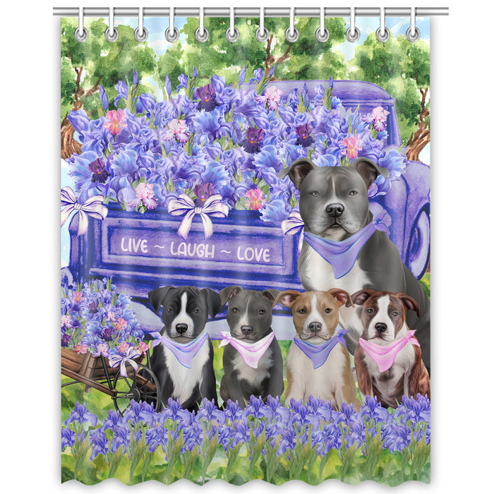 American Staffordshire Terrier Shower Curtain: Explore a Variety of Designs, Custom, Personalized, Waterproof Bathtub Curtains for Bathroom with Hooks, Gift for Dog and Pet Lovers