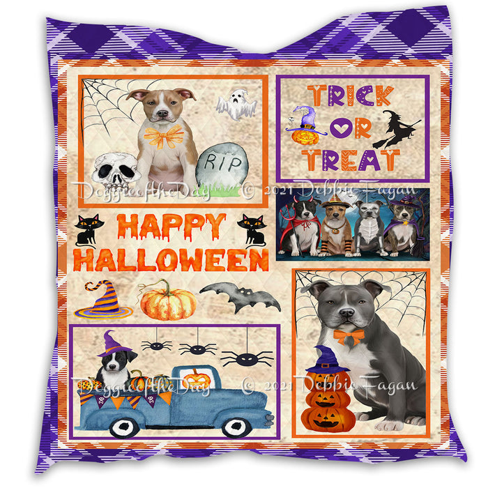 Happy Halloween Trick or Treat Pumpkin American Eskimo Dogs Lightweight Soft Bedspread Coverlet Bedding Quilt QUILT60686