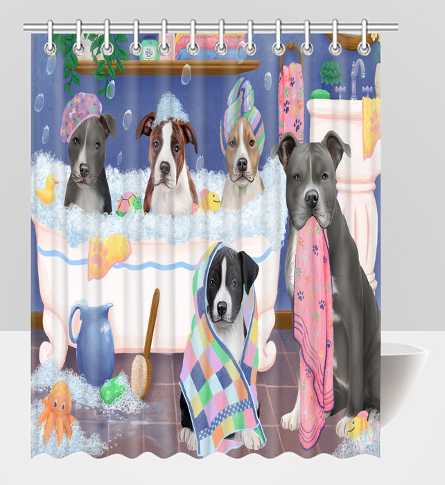 Rub A Dub Dogs In A Tub American Staffordshire Dogs Shower Curtain