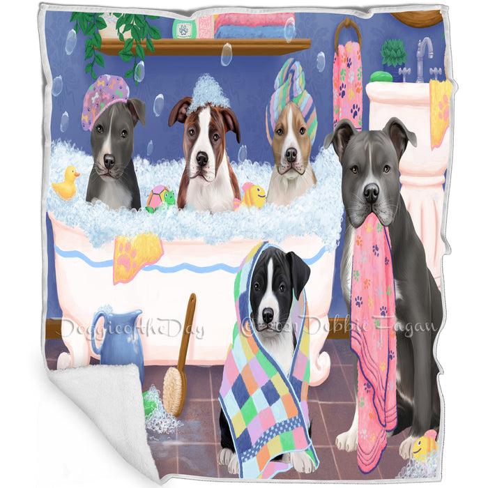 Rub A Dub Dogs In A Tub American Staffordshires Dog Blanket BLNKT130197