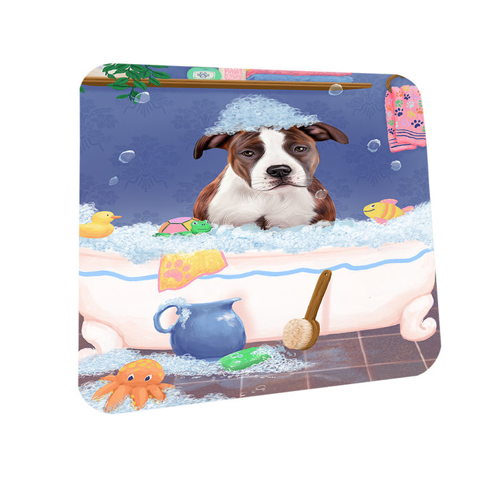 Rub A Dub Dog In A Tub American Staffordshire Dog Coasters Set of 4 CST57250