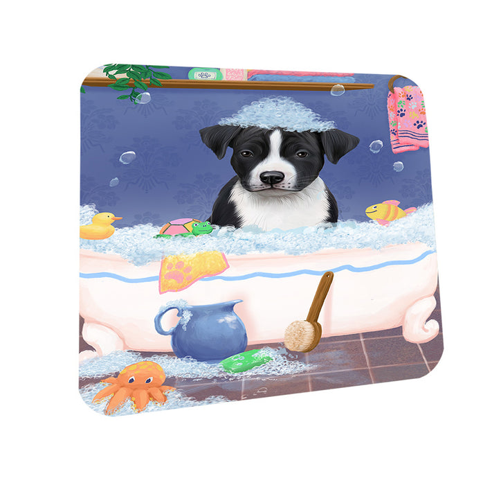 Rub A Dub Dog In A Tub American Staffordshire Dog Coasters Set of 4 CST57247