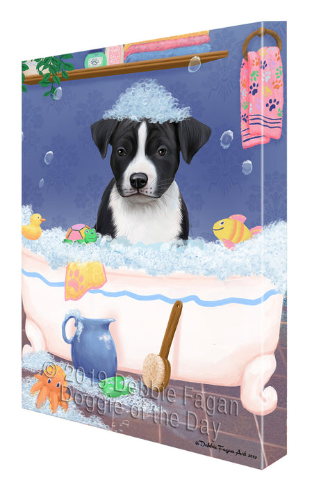 Rub A Dub Dog In A Tub American Staffordshire Dog Canvas Print Wall Art Décor CVS142109