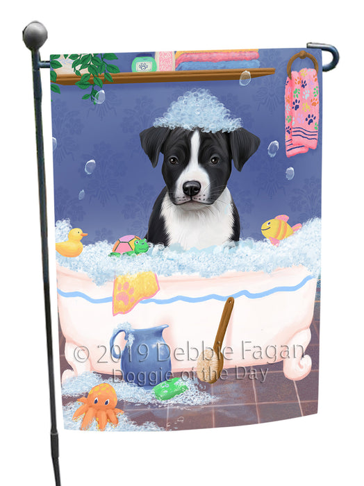Rub A Dub Dog In A Tub American Staffordshire Dog Garden Flag GFLG66145