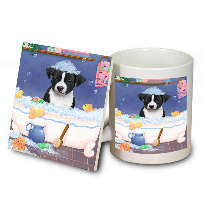 Rub A Dub Dog In A Tub American Staffordshire Dog Mug and Coaster Set MUC57281
