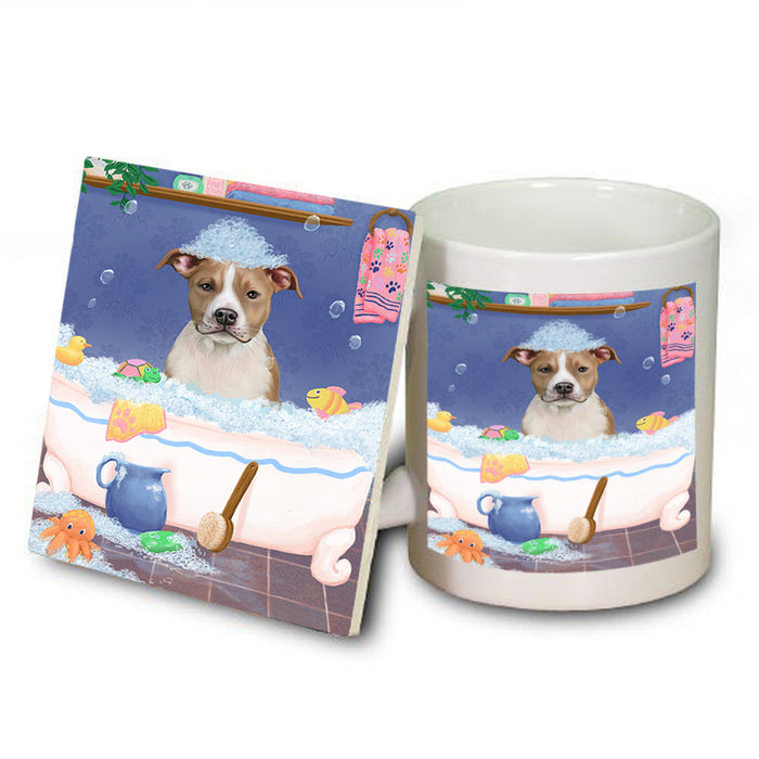 Rub A Dub Dog In A Tub American Staffordshire Dog Mug and Coaster Set MUC57282