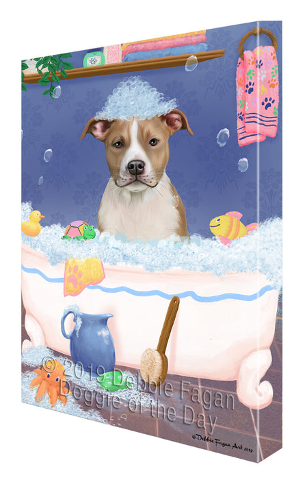 Rub A Dub Dog In A Tub American Staffordshire Dog Canvas Print Wall Art Décor CVS142118