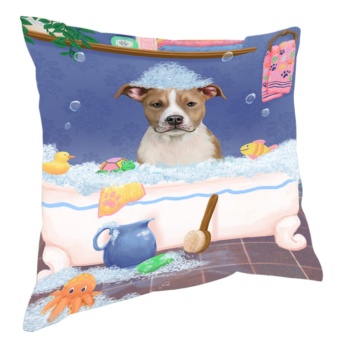Rub A Dub Dog In A Tub American Staffordshire Dog Pillow with Top Quality High-Resolution Images - Ultra Soft Pet Pillows for Sleeping - Reversible & Comfort - Ideal Gift for Dog Lover - Cushion for Sofa Couch Bed - 100% Polyester, PILA90325