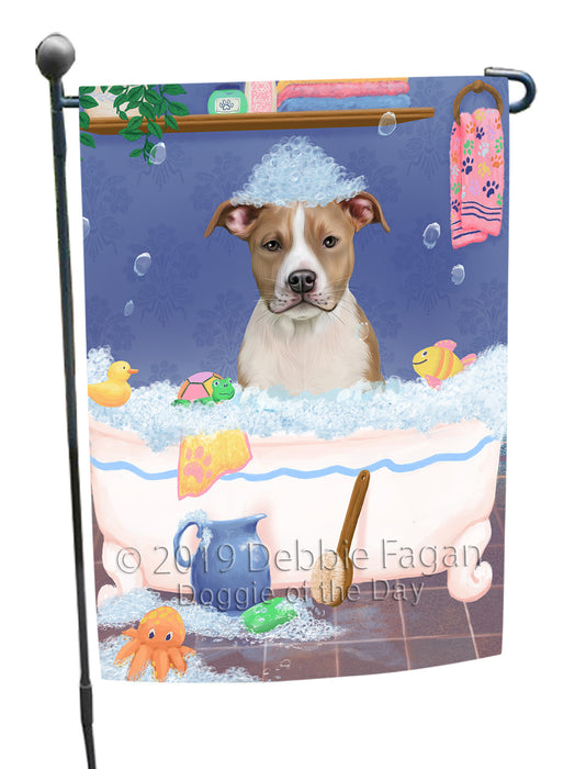 Rub A Dub Dog In A Tub American Staffordshire Dog Garden Flag GFLG66146