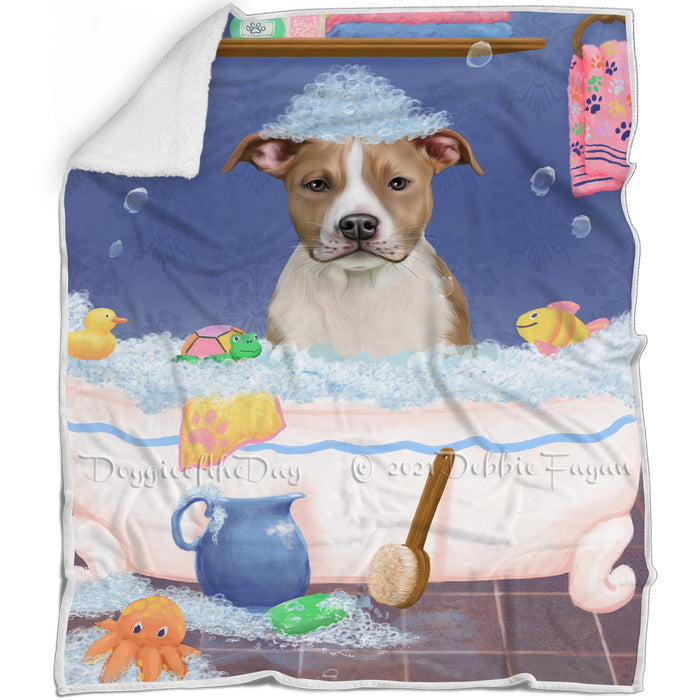 Rub A Dub Dog In A Tub American Staffordshire Dog Blanket BLNKT142986