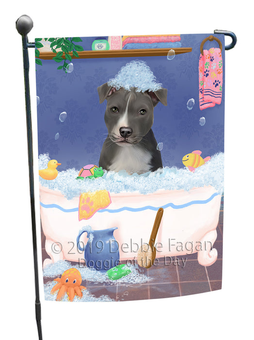 Rub A Dub Dog In A Tub American Staffordshire Dog Garden Flag GFLG66147