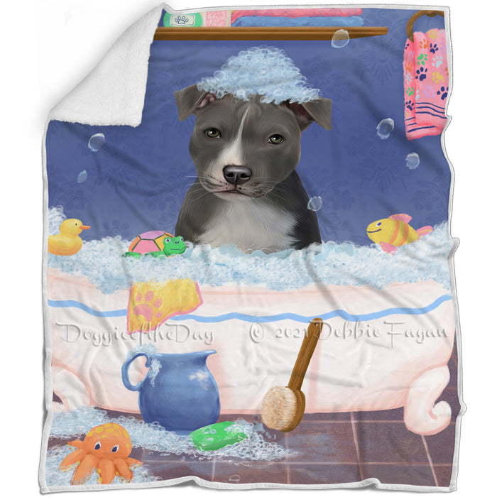 Rub A Dub Dog In A Tub American Staffordshire Dog Blanket BLNKT142987