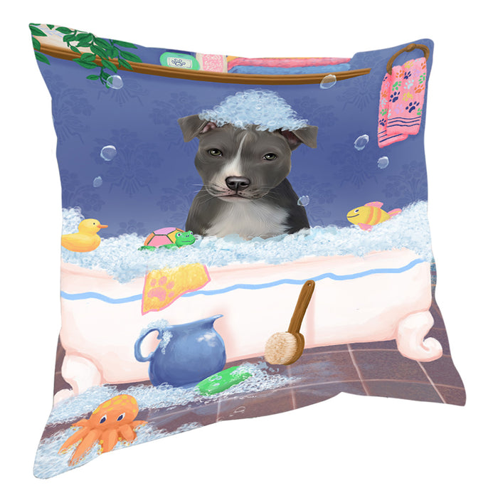 Rub A Dub Dog In A Tub American Staffordshire Dog Pillow with Top Quality High-Resolution Images - Ultra Soft Pet Pillows for Sleeping - Reversible & Comfort - Ideal Gift for Dog Lover - Cushion for Sofa Couch Bed - 100% Polyester, PILA90328