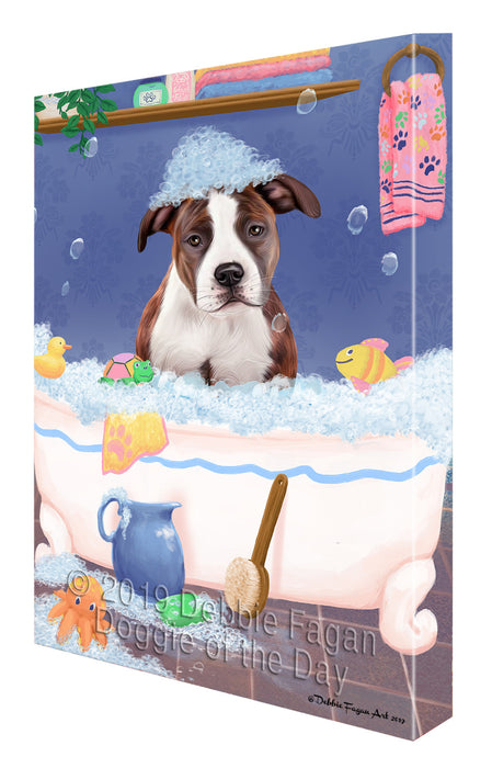Rub A Dub Dog In A Tub American Staffordshire Dog Canvas Print Wall Art Décor CVS142136