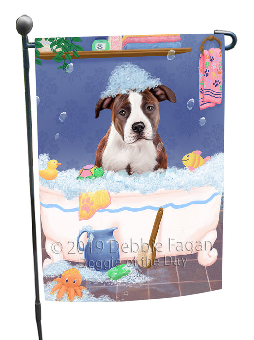 Rub A Dub Dog In A Tub American Staffordshire Dog Garden Flag GFLG66148