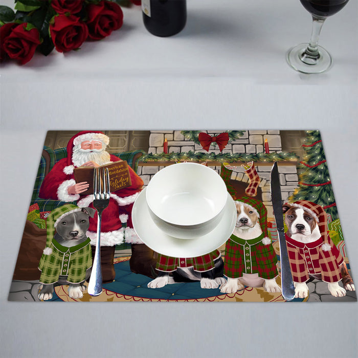 Christmas Cozy Holiday Fire Tails American Staffordshire Dogs Placemat