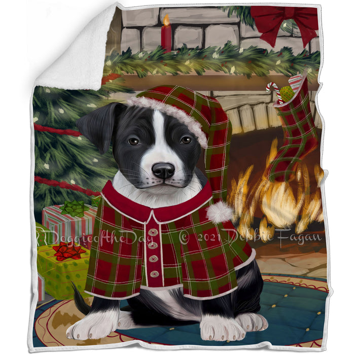 The Stocking was Hung American Staffordshire Terrier Dog Blanket BLNKT115896