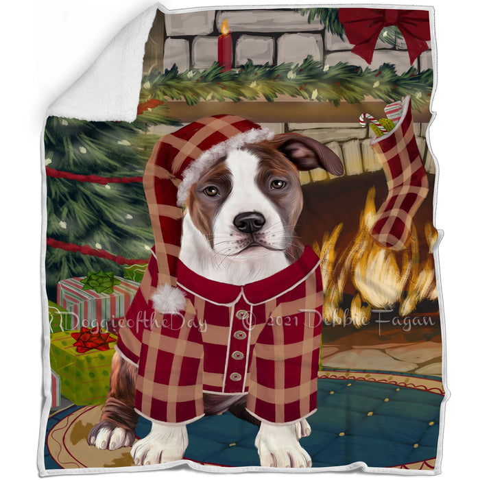 The Stocking was Hung American Staffordshire Terrier Dog Blanket BLNKT115914