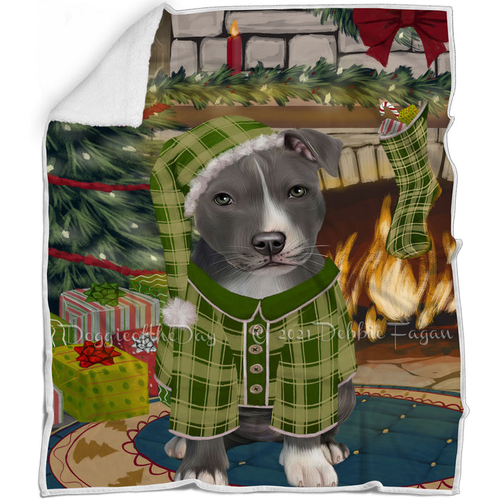 The Stocking was Hung American Staffordshire Terrier Dog Blanket BLNKT115923