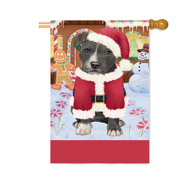 Personalized Gingerbread Candyfest American Staffordshire Dog Custom House Flag FLG63681