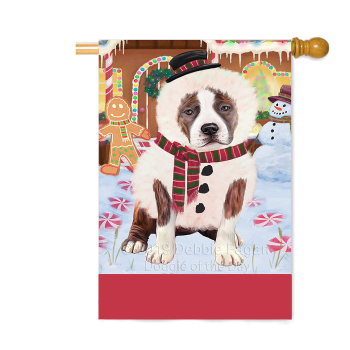 Personalized Gingerbread Candyfest American Staffordshire Dog Custom House Flag FLG63682