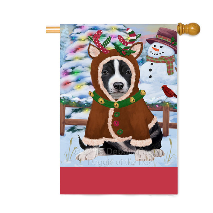 Personalized Gingerbread Candyfest American Staffordshire Dog Custom House Flag FLG63683