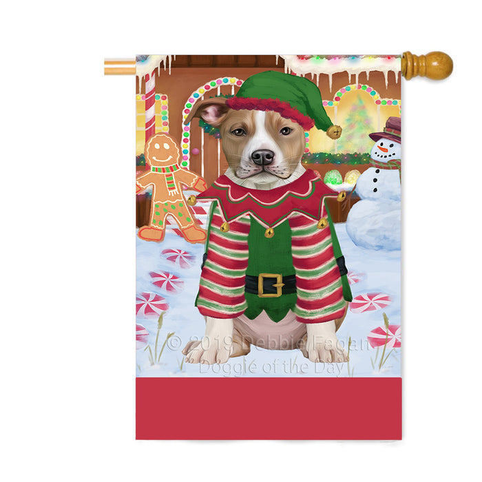 Personalized Gingerbread Candyfest American Staffordshire Dog Custom House Flag FLG63684