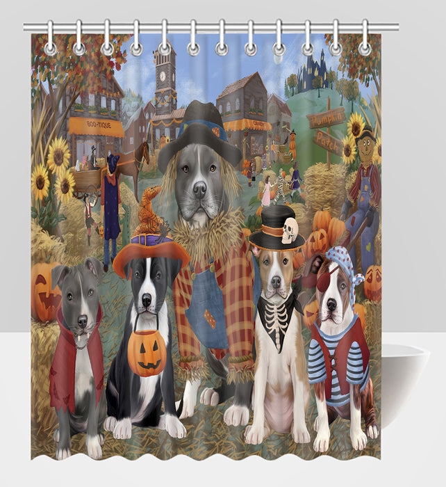 Halloween 'Round Town American Staffordshire Dogs Shower Curtain