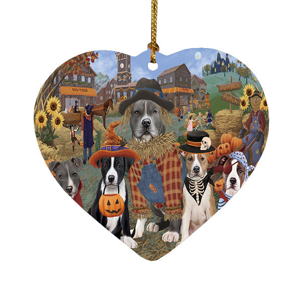 Halloween 'Round Town American Eskimo Dogs Heart Christmas Ornament HPOR57460