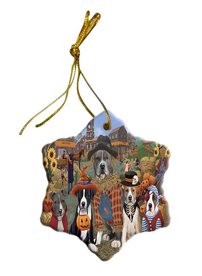 Halloween 'Round Town American Staffordshire Dogs Star Porcelain Ornament SPOR57461