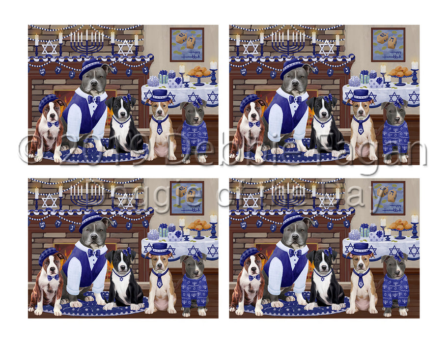 Happy Hanukkah Family American Staffordshire Dogs Placemat