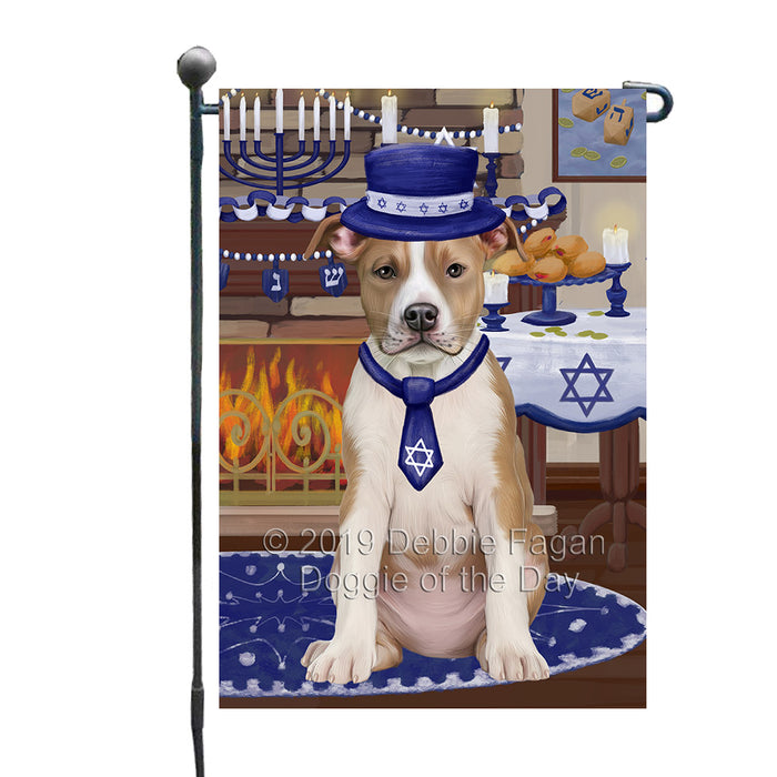 Happy Hanukkah Family and Happy Hanukkah Both American Staffordshire Dog Garden Flag GFLG65683