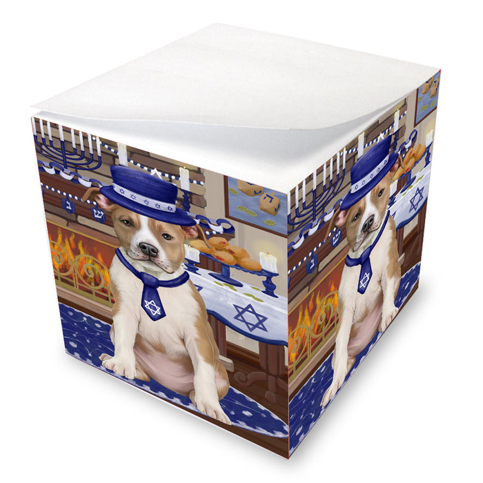 Happy Hanukkah Family American Staffordshire Dogs note cube NOC-DOTD-A56667