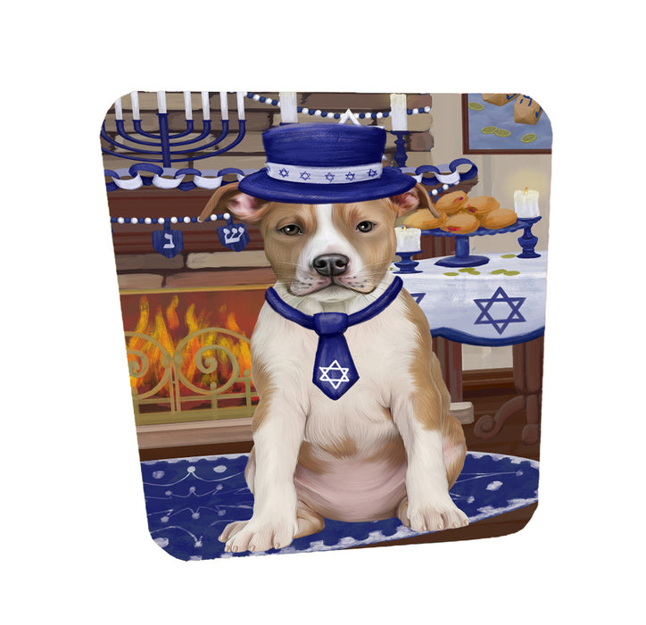 Happy Hanukkah Family American Eskimo Dogs Coasters Set of 4 CSTA57594