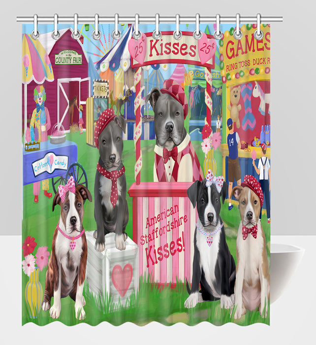 Carnival Kissing Booth American Staffordshire Dogs Shower Curtain