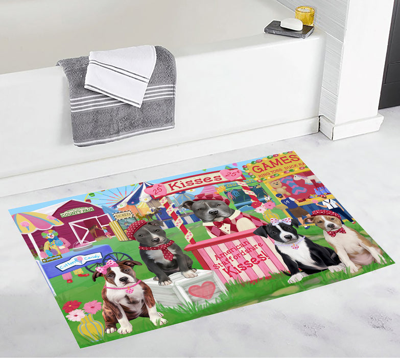 Carnival Kissing Booth American Staffordshire Dogs Bath Mat