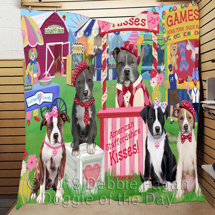 Carnival Kissing Booth American Staffordshire Dogs Quilt