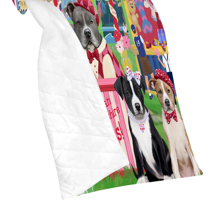 Carnival Kissing Booth American Staffordshire Dogs Quilt