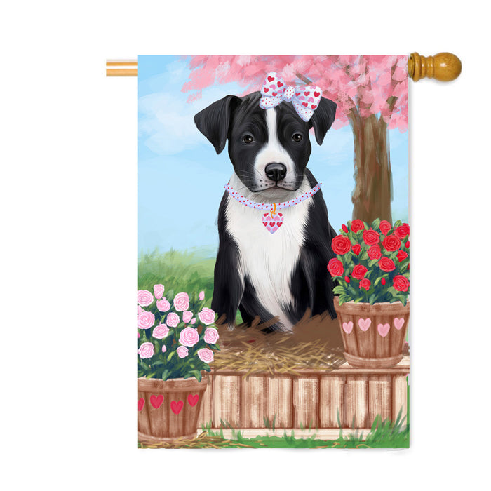 Personalized Rosie 25 Cent Kisses American Staffordshire Dog Custom House Flag FLG64768
