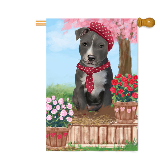 Personalized Rosie 25 Cent Kisses American Staffordshire Dog Custom House Flag FLG64769