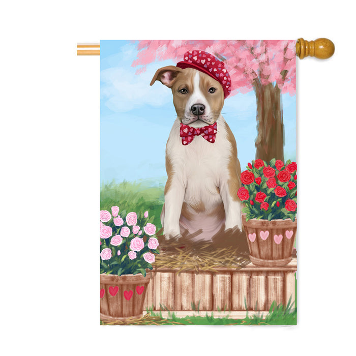 Personalized Rosie 25 Cent Kisses American Staffordshire Dog Custom House Flag FLG64770