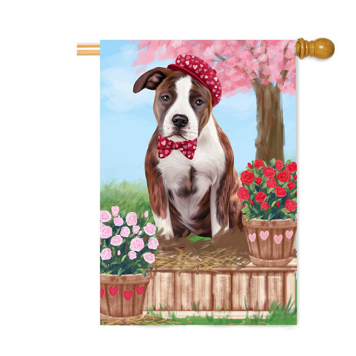 Personalized Rosie 25 Cent Kisses American Staffordshire Dog Custom House Flag FLG64771