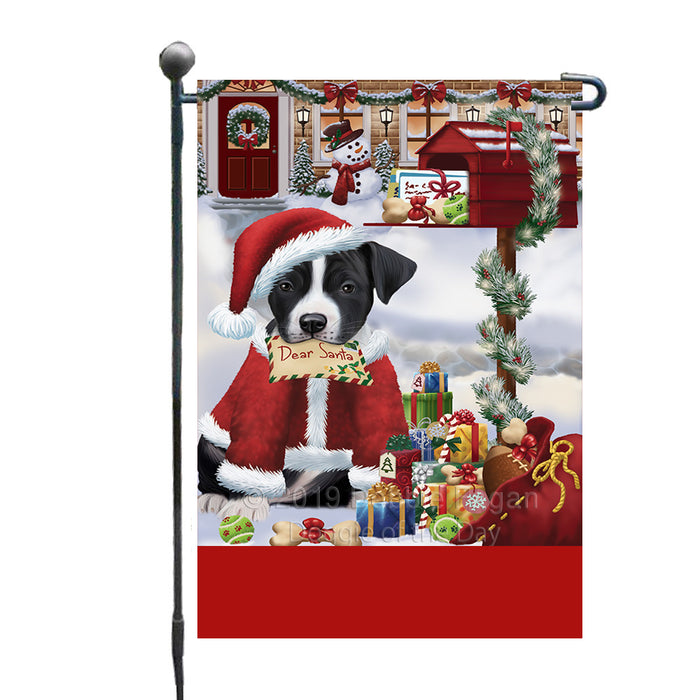 Personalized Happy Holidays Mailbox American Staffordshire Dog Christmas Custom Garden Flags GFLG-DOTD-A59882