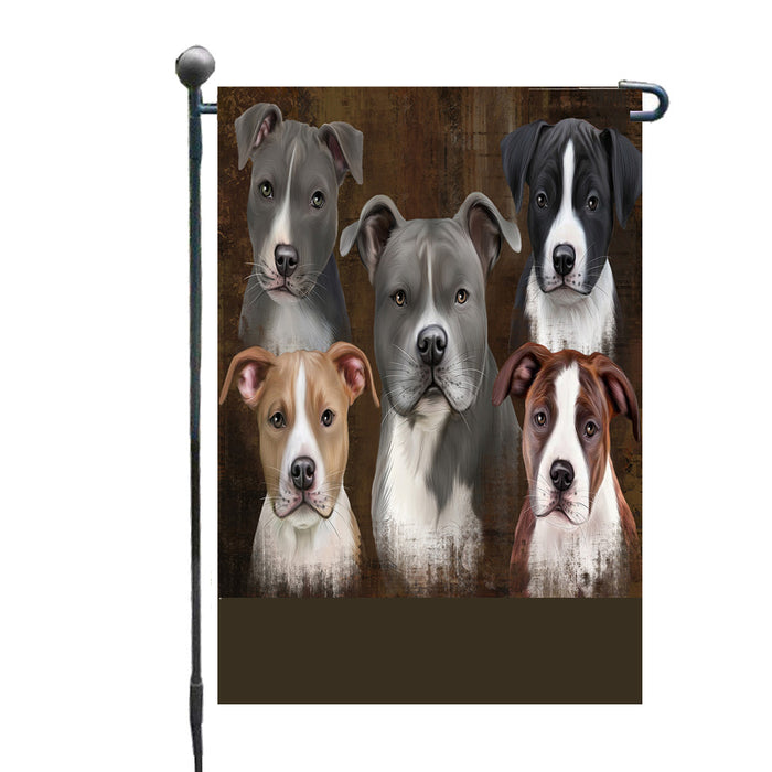 Personalized Rustic 5 American Staffordshire Dogs Custom Garden Flags GFLG-DOTD-A62546