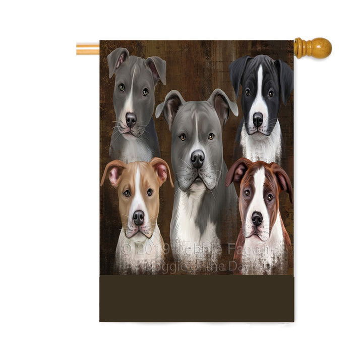 Personalized Rustic 5 American Staffordshire Dogs Custom House Flag FLG-DOTD-A62602