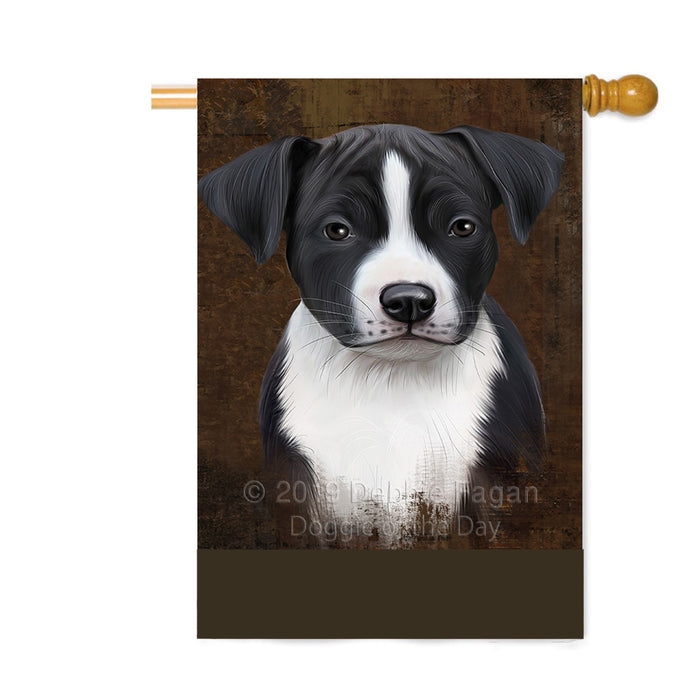 Personalized Rustic American Staffordshire Dog Custom House Flag FLG64472