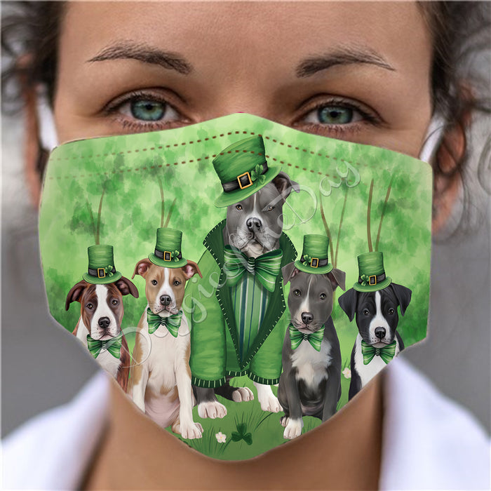 St. Patricks Day Irish American Staffordshire Dogs Face Mask FM50114