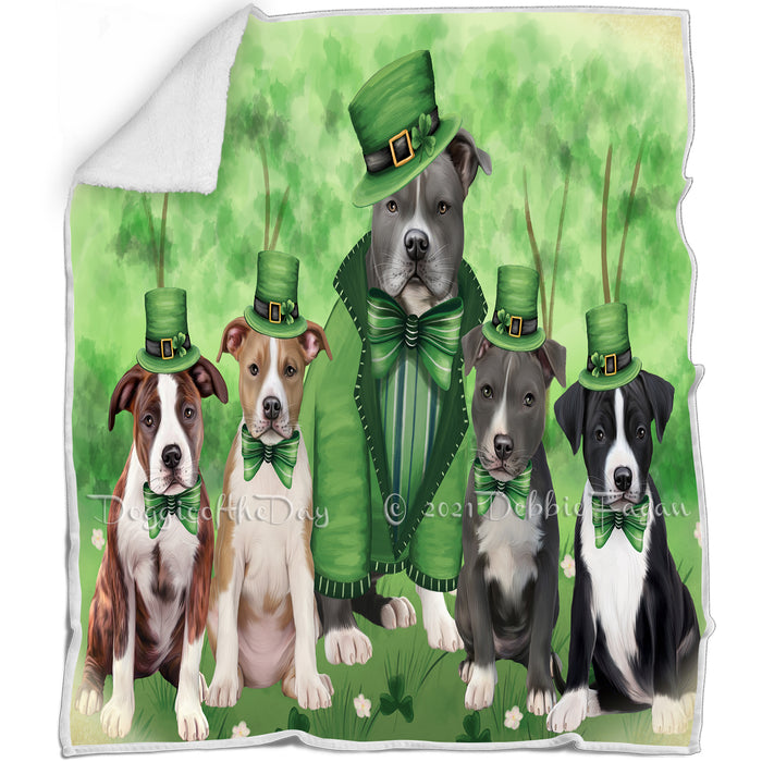 St. Patricks Day Irish Portrait American Staffordshire Terrier Dogs Blanket BLNKT132339