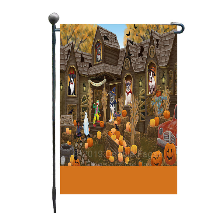 Personalized Haunted House Trick or Treat Halloween American Staffordshire Dogs Custom Garden Flags GFLG-DOTD-A59420